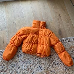 DYLN Orange Cropped Puffer Jacket Size M